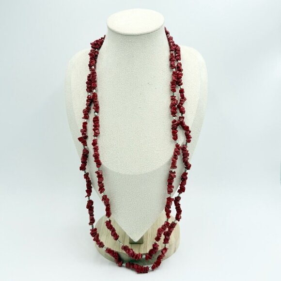 Signo Arte Chipped Red Turquoise Double strands Necklace - Picture 3 of 7